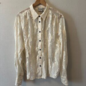 Rachel Comey Becker Top Ripple Lace Cream Womens sz Small